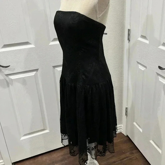 Gunne Sax Jessica McClintock Vintage black Lace Strapless Dress size9 Pr…❤️ - Picture 8 of 14